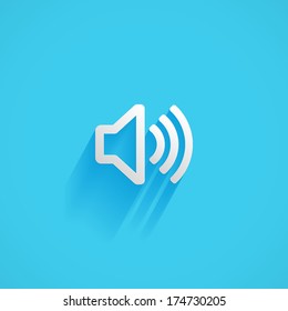 Sound, Volume, flat icon isolated on a blue background for your design, vector illustration