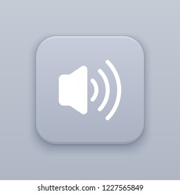 Sound, Volume, gray vector button with white icon on gray background