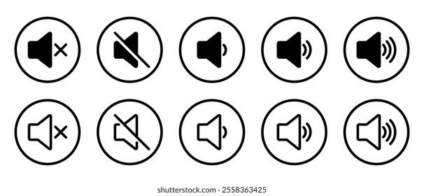 Sound volume icon set collection. Audio level, speaker sign symbol