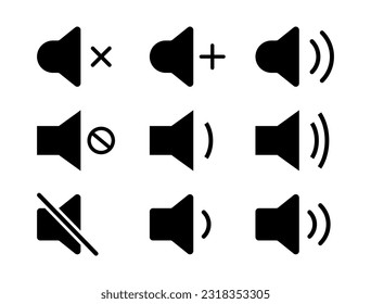 Sound volume icon set. Volume icons. Speaker icon. Volume control on off. Vector illustration.