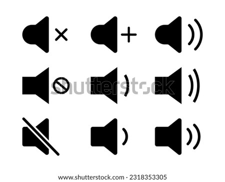 Sound volume icon set. Volume icons. Speaker icon. Volume control on off. Vector illustration.