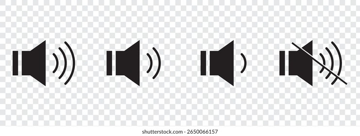Ícone do volume de som definido. Ativar e desativar mudo do volume ícone de som vetor isolado no fundo branco.