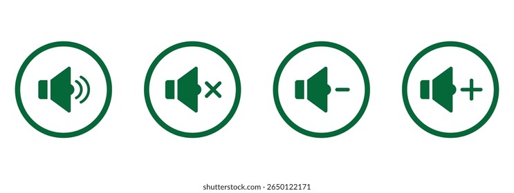 Ícone do volume de som definido. Ativar e desativar mudo do volume ícone de som vetor isolado no fundo branco