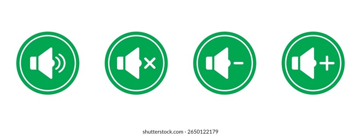 Sound volume icon set. Mute and unmute volume sound icon vector isolated on white background.