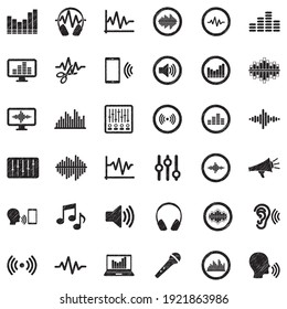 Iconos De Sonido Y Volumen. Diseño de esgrima negra. Ilustración vectorial.