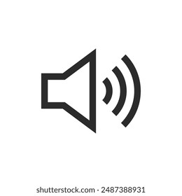 Sound volume icons with different signal levels on white background. Аn icon that increases and reduces the sound. Sound icon, volume symbol, speaker sign, audio control, full icon set. Vector eps10