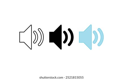 Ícones de volume de som definidos com diferentes níveis de sinal. Volume de som e ícone de áudio definidos. Ícone do alto-falante definir ilustração. sinal de volume. Vetor de ícone de volume. ícone de alto-falante vetor. símbolo de som