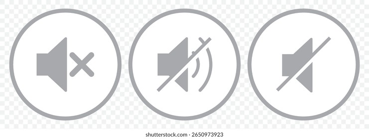Sound volume icons set with different signal levels on Transparent background. Аn icon that increases and reduces the sound. Sound icon, volume symbol, speaker sign, audio control icon set. EPS 10.