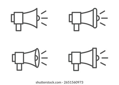 Ícones de volume de som definidos com diferentes níveis de sinal. Аum ícone que aumenta e reduz o som. Ícone de som, símbolo de volume, sinal de alto-falante, conjunto de ícones de controle de áudio. Ícone mudo e silencioso. Projete EPS 10.