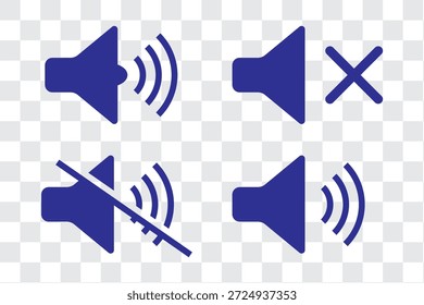 Iconos de volumen de sonido establecidos con diferentes niveles de señal sobre fondo blanco. Аn icono que aumenta y reduce el sonido. Conjunto de iconos de altavoz. Vector de iconos de volumen. Vector de iconos de altavoz. diseño eps 10