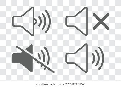 Iconos de volumen de sonido establecidos con diferentes niveles de señal sobre fondo blanco. Аn icono que aumenta y reduce el sonido. Conjunto de iconos de altavoz. Vector de iconos de volumen. Vector de iconos de altavoz. diseño eps 10