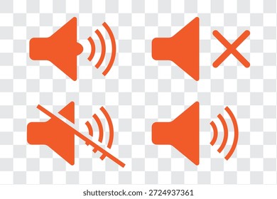 Iconos de volumen de sonido establecidos con diferentes niveles de señal sobre fondo blanco. Аn icono que aumenta y reduce el sonido. Conjunto de iconos de altavoz. Vector de iconos de volumen. Vector de iconos de altavoz. diseño eps 10
