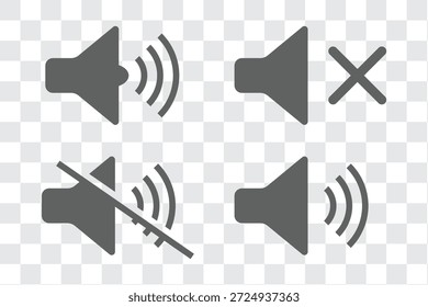 Iconos de volumen de sonido establecidos con diferentes niveles de señal sobre fondo blanco. Аn icono que aumenta y reduce el sonido. Conjunto de iconos de altavoz. Vector de iconos de volumen. Vector de iconos de altavoz. diseño eps 10