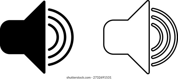 Iconos de volumen de sonido establecidos con diferentes niveles de señal sobre fondo blanco. Un icono que aumenta y reduce el sonido. Icono de sonido, símbolo de volumen, señal de altavoz, conjunto de iconos de control de audio. Vector