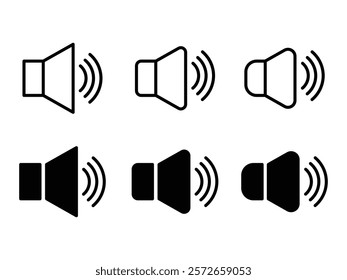 Sound volume icons set, Аn icon that increases and reduces the sound.  Sound icon, volume symbol, speaker sign, sign for mobile concept and web design.