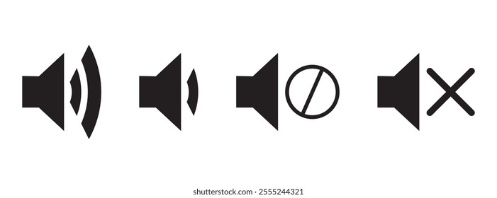 Sound volume icons set. Silent icon vector. Sound icon, volume symbol, speaker sign, audio control icon set. Vector