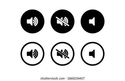 Sound volume icons. Sound volume up, down or mute control buttons set. Vector illustration. EPS10