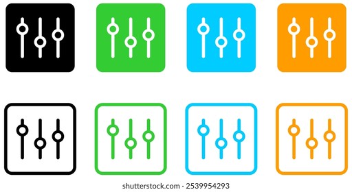 Sound volume level icon. Control panel slide icon, sound controller icon. Adjustment settings slider icon. Vector Illustration.