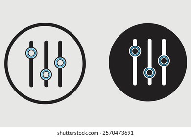 sound volume level icon, control panel slide icon, sound controller icon, Adjustment settings slider icon