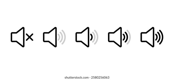 Sound volume level outline icon. Audio speaker sign symbol