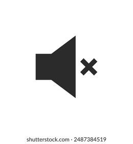 Sound volume mute, silent, no volume, sound off icon on white background. Sound icon, volume symbol, speaker sign, audio control icon set. Vector eps10