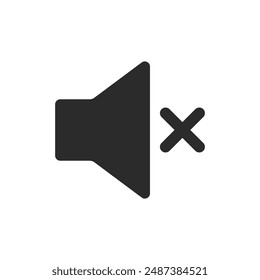 Sound volume mute, silent, no volume, sound off icon on white background. Sound icon, volume symbol, speaker sign, audio control icon set. Vector eps10