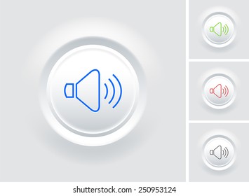 Sound Volume on White Bevel Round Buttons
