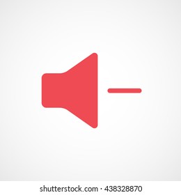 Sound Volume Red Flat Icon On White Background