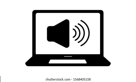 sound volume sign notebook screen. 16 inch laptop icon vector illustration