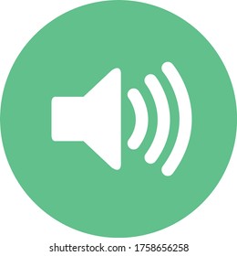 Sound- oder Lautstärke- und Lautsprechersymbol, Lautstärketaste - Vektorsymbol. Ton auf dem Symbol Vector Design Flach Style Symbol, Erhöhen Sie Taste Lautsprecher einzeln auf grüner oder angepasster Hintergrund Farbe.