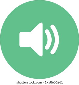 Sound- oder Lautstärke- und Lautsprechersymbol, Lautstärketaste - Vektorsymbol. Ton auf dem Symbol Vectordesign Flaches Symbol, Erhöhen der Button-Lautsprecher einzeln auf grüner oder benutzerdefinierter Hintergrundfarbe.