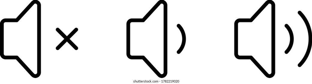 Sound volume vector icon set. Mute, decrease and  increase sound volume icons in black over white background. 