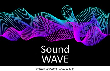 Sound Wave. Abstract 3d Shape. Flow Design. Modern Fluid Background. Liquid Wave. Flow Shape. Liquid Texture. Fluid Flow.