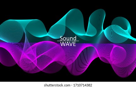 Sound Wave. Abstract 3d Shape. Flow Design. Modern Fluid Background. Liquid Wave. Flow Shape. Liquid Texture. Fluid Flow.