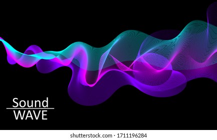 Sound Wave. Abstract 3d Shape. Flow Design. Modern Fluid Background. Liquid Wave. Flow Shape. Liquid Texture. Fluid Flow.