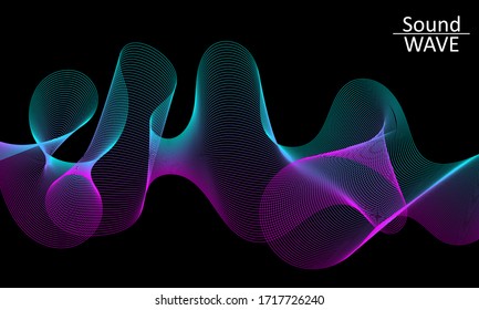 Sound Wave. Abstract 3d Shape. Flow Design. Modern Fluid Background. Liquid Wave. Flow Shape. Liquid Texture. Fluid Flow.