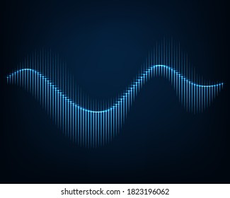 Sound wave. Abstract background of glowing curve lines.