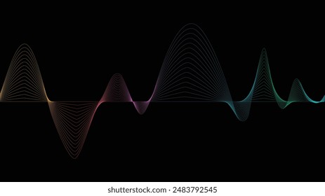 Sound Wave abstract background vector design, with color gradation. Suitable for banner, music promotion background, billboard, presentation, etc.