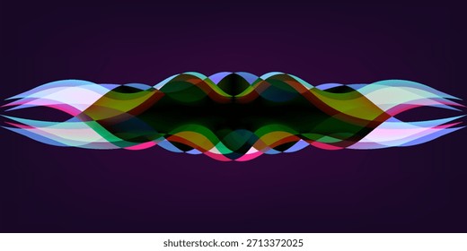Onda de sonido, ecualizador de color abstracto, asistente personal, reconocimiento de voz. Elemento de interfaz de usuario inteligente. Hablando de forma de onda, Vector gradiente de flujo. Ilustración futurista en colores neón.