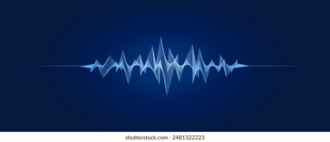 Sound wave abstract frequency illustration on dark blue background 