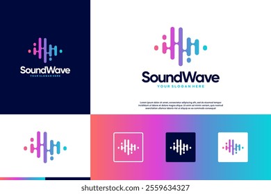 sound wave abstract logo, digital media, modern style, graphic vector illustration.