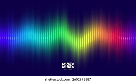 Sound Wave Abstract Music Digital EQ Equalizer. Sound Spectrum With Vibrant Rainbow Color Gradient. Perfect for Audio Visualizations, AI Voice Interfaces or Studio Design. Vector Illustration.