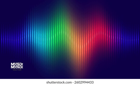 Sound Wave Abstract Music Digital EQ Equalizer. Sound Spectrum With Vibrant Rainbow Color Gradient. Perfect for Audio Visualizations, AI Voice Interfaces or Studio Design. Vector Illustration.
