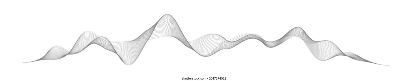 Sound wave in abstract style on white background. Abstract digital signal wave line. Vector music voice vibration, song waveform digital spectrum, audio pulse and waveform frequency equalizer.