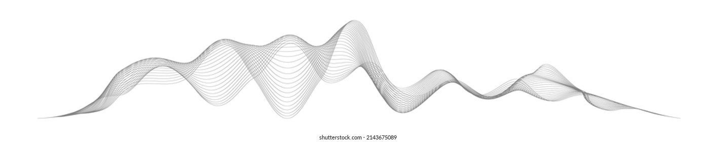 Sound wave in abstract style on white background. Abstract digital signal wave line. Vector music voice vibration, song waveform digital spectrum, audio pulse and waveform frequency equalizer.