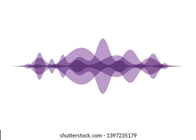 Sound wave abstract vector background. Voice recognition concept purple transparency logo. 