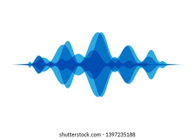 Sound wave abstract vector background. Voice recognition concept blue transparency logo. 