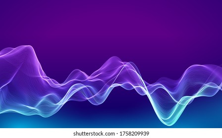 Sound wave abstract vector background. Color smokeflow. Minimal liquid shape. Fluid wave background