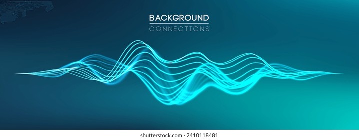 Fondo abstracto de audio de onda sonora. Pulso de onda de música de conexiones de red. Fondo de tecnología azul. Secuencia de red