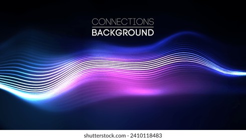 Sound wave audio abstract background. Network connections music wave pulse. Blue technology background. Network stream